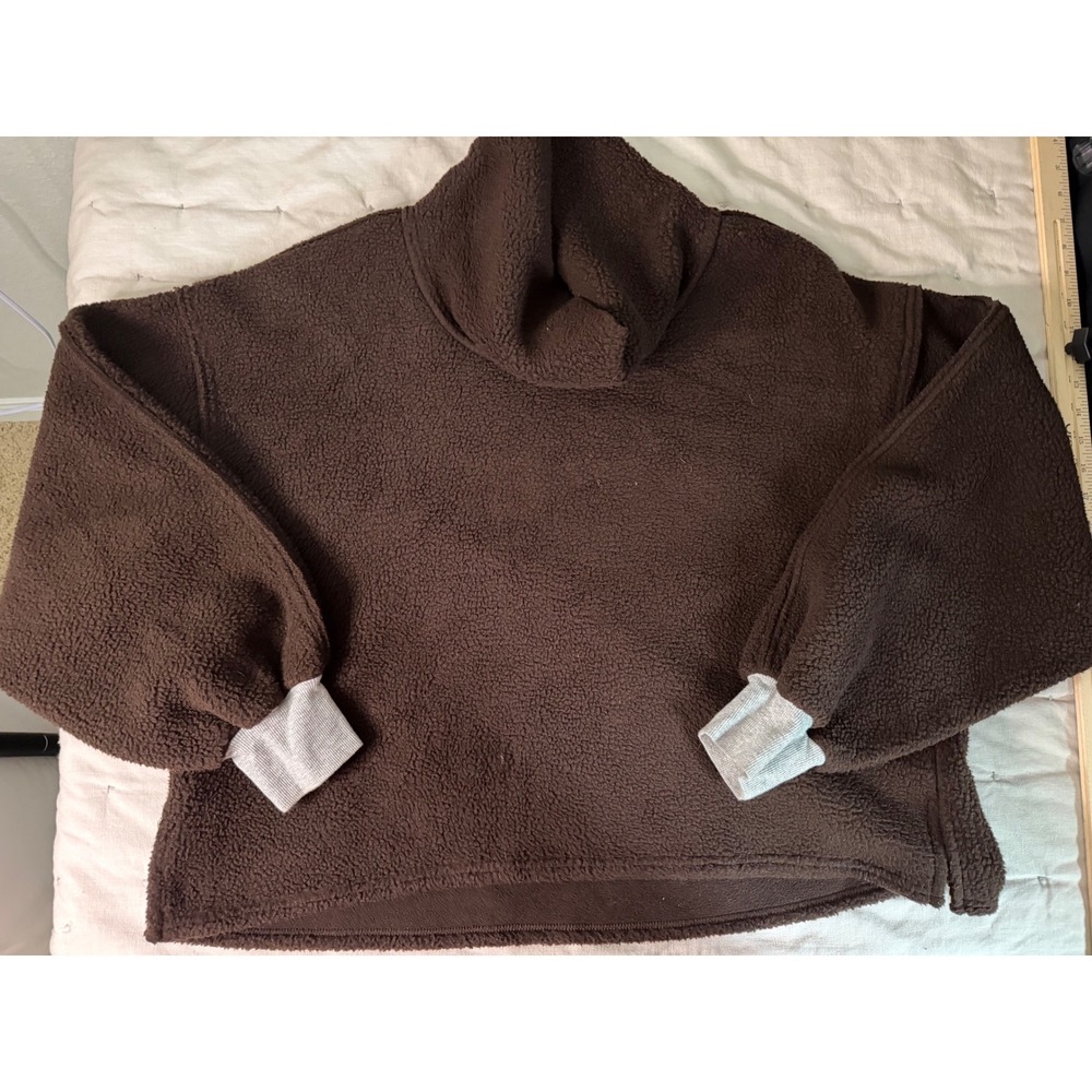 We The Free Brown Fleece Sz M Slouchy‎ Oversized Heavy Sweatshirt Cuffed Warm